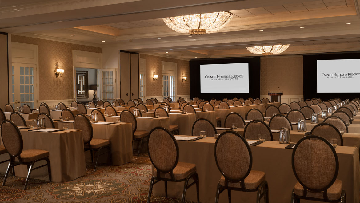 La Mansion meeting room with multiple screens 