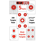 Image of EZ2C Targets 200 5 Style Targets, Red and Black Ink, 11x17in