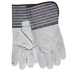 Image of MCR Safety A Shoulder Leather Split Leather Palm Work Gloves, Full Leather Back, 4.5in Plasticized Gauntlet Cuff