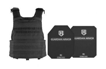 Image of HighCom Armor APC Series Rifle Armor Kit Plate Carrier w/Guardian RSTP Ceramic Plates w/UHMWPE Backing/10x12 Shooters Cut/10x12 Full Cut, Black, 2XL, RAK-032295294