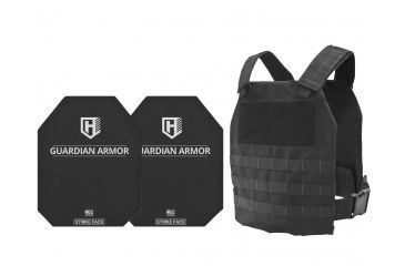 Image of HighCom Armor CAP Series Rifle Armor Kit Plate Carrier w/Guardian AR500 Steel Plates/10x12 Shooters Cut/10x12 Shooters Cut, Black, 2XL, RAK-244019019