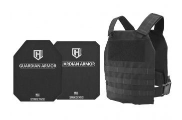 Image of HighCom Armor CAP Series Rifle Armor Kit Plate Carrier w/Guardian AR500 Steel Plates/10x12 Shooters Cut/10x12 Full Cut, Black, 2XL, RAK-244019070