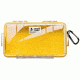 Pelican 1060 Micro Water/Crushproof Dry Box, 9.37x5.56x2.62in - Solid Yellow w/Carabiner