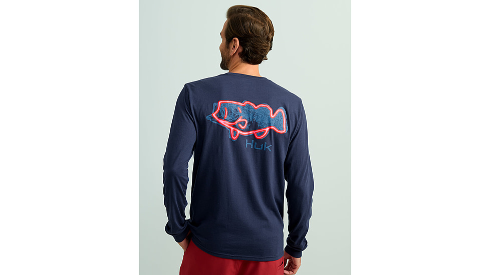 HUK Performance Fishing Graphic Long Sleeve Tee - Mens, Naval Academy, Large, H1000533-413-L