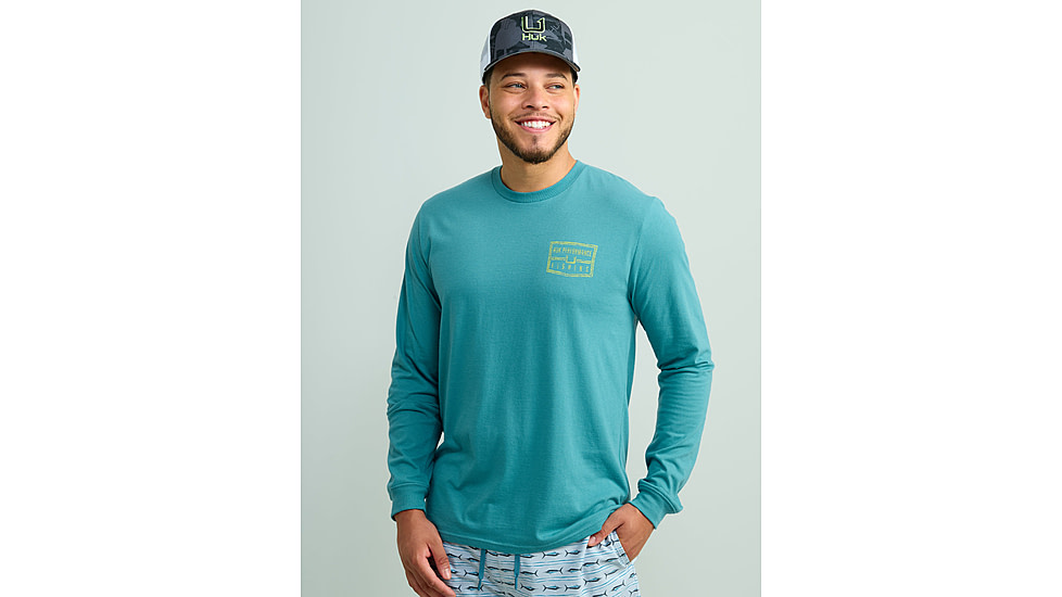 HUK Performance Fishing Graphic Long Sleeve Tee - Mens, Storm Blue, Medium, H1000533-394-M