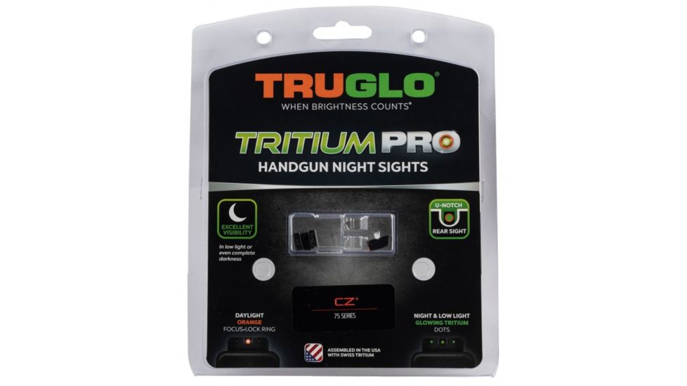 TruGlo Tritium Pro Night Sights CZ 75 Tritium Green Tritium W/Orange Outline Fr, TG-TG231Z1C