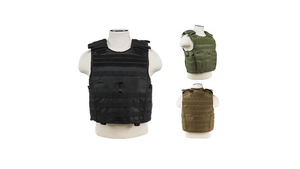 VISM MOLLE Expert Plate Carrier Vest, Black, Green, Tan