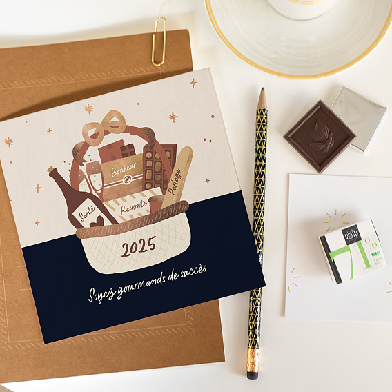 Carte de voeux entreprise Panier chocolat