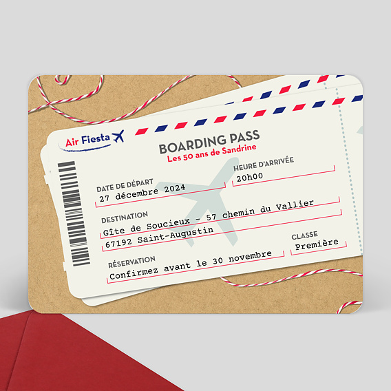 Invitation anniversaire Boarding Pass