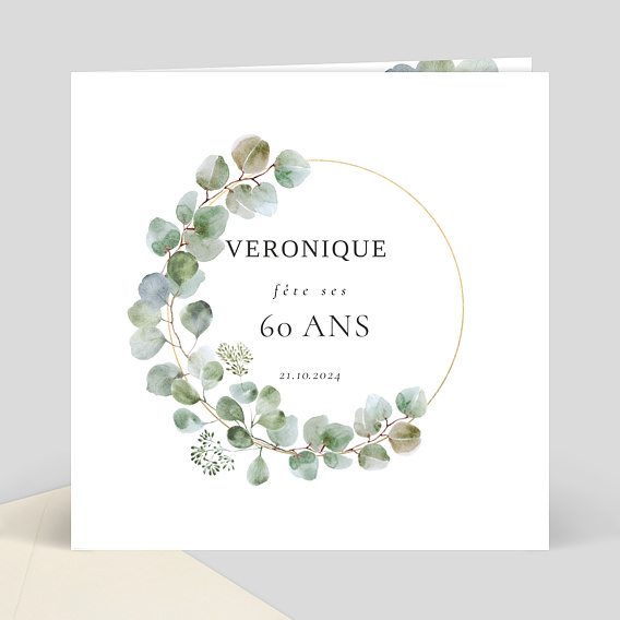 Invitation anniversaire Couronne Eucalyptus Chic