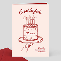 Invitation Anniversaire Adulte Gâteau dessiné