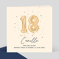 Invitation Anniversaire Adulte Chiffre Ballon 18