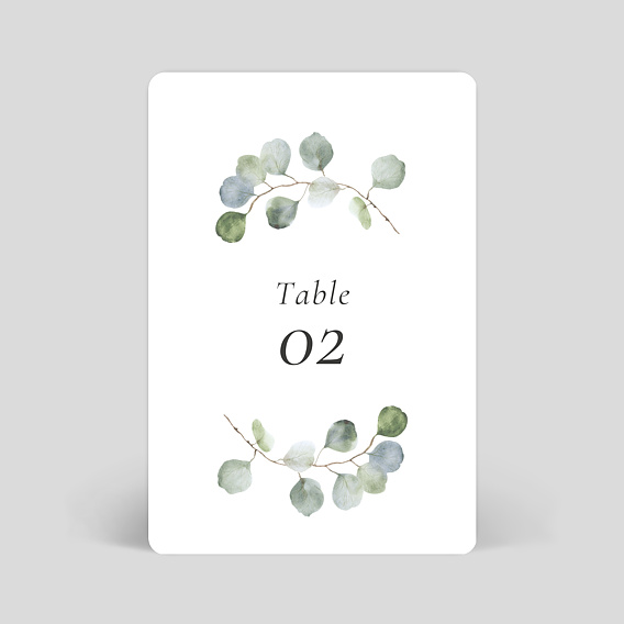 Marque-table mariage Couronne Eucalyptus Minimaliste