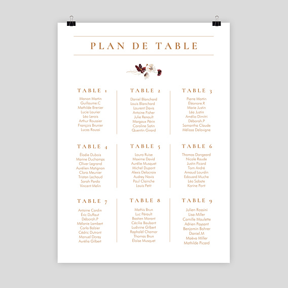 Plan de Table Mariage Étiquette Jardin Sauvage