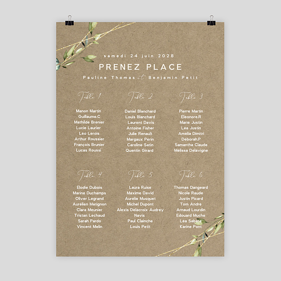 Plan de Table Mariage Modern Love