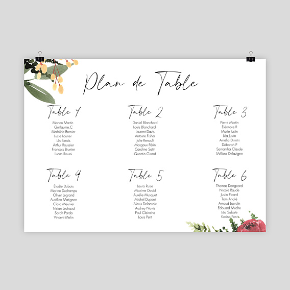 Plan de Table Mariage Wild Flowers