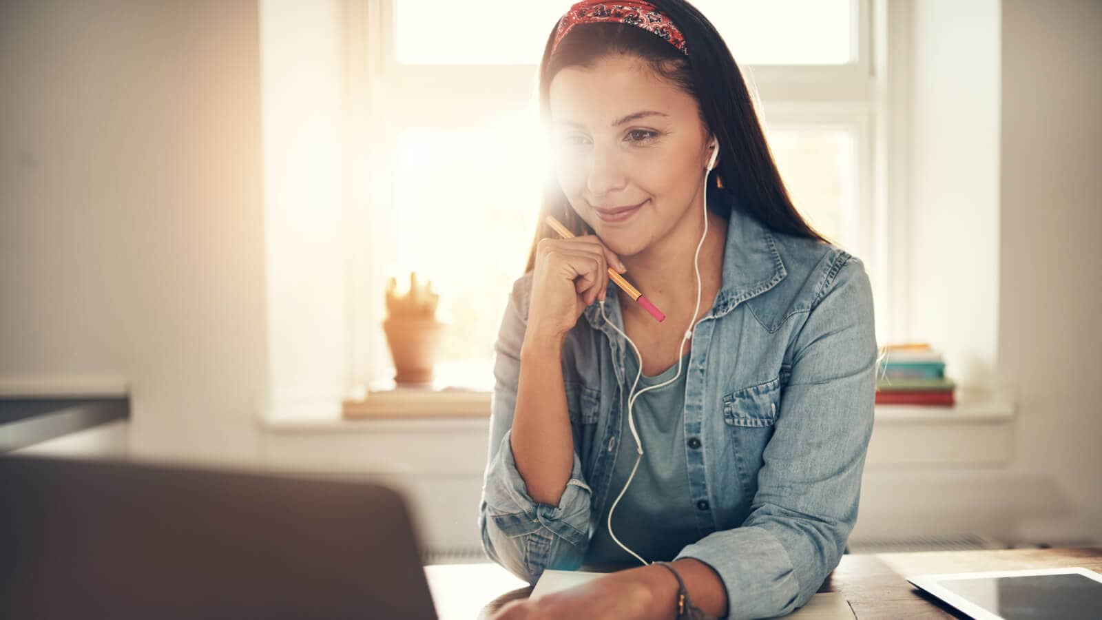 Woman working on laptop