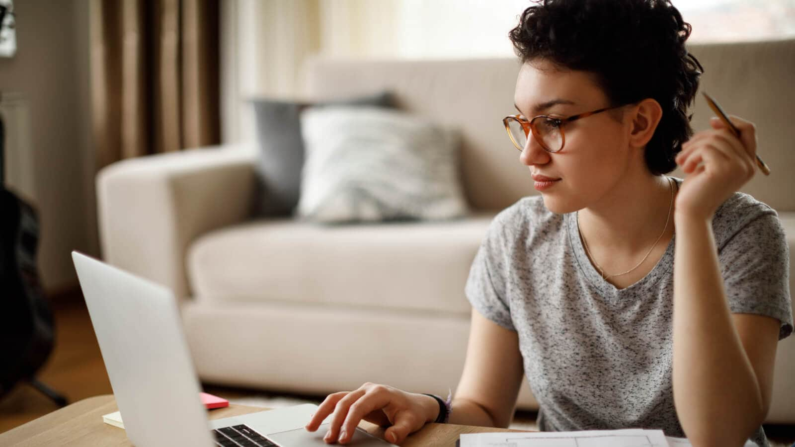 woman studying on laptop