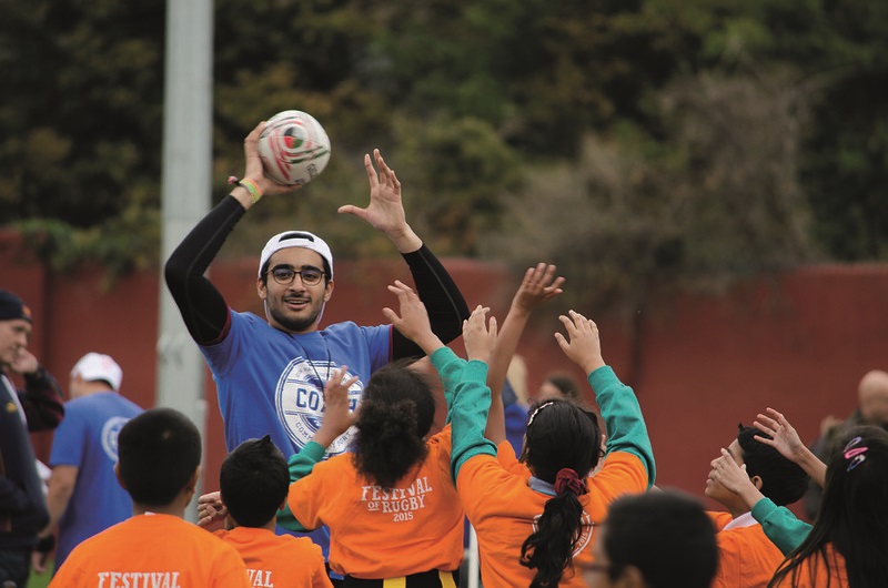 Student playing netball