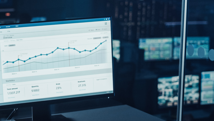 Computer with chart on screen