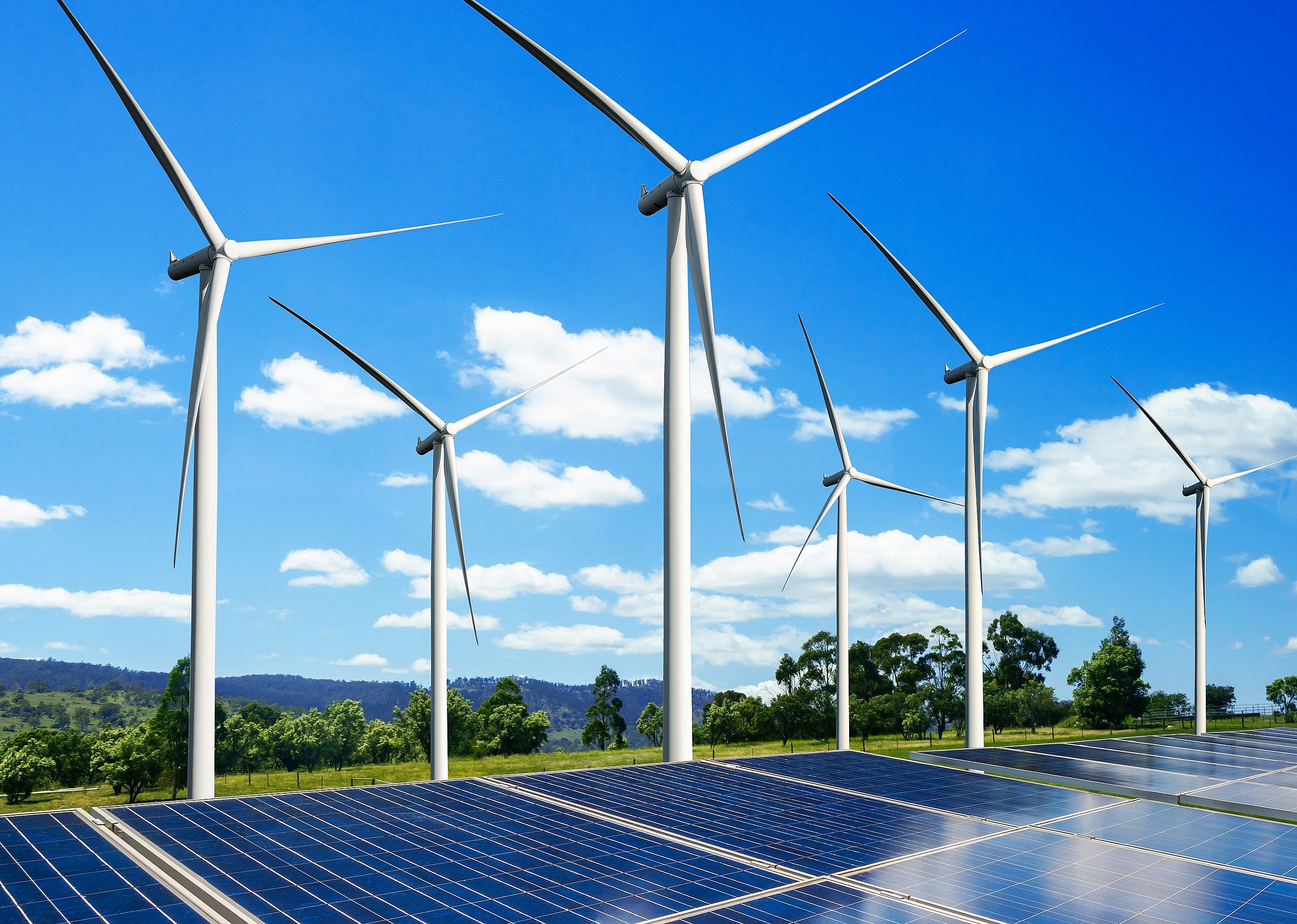 solar panel and wind turbine