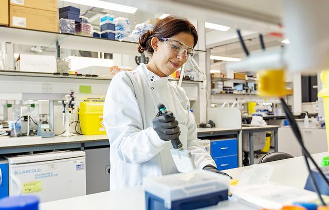 student in lab