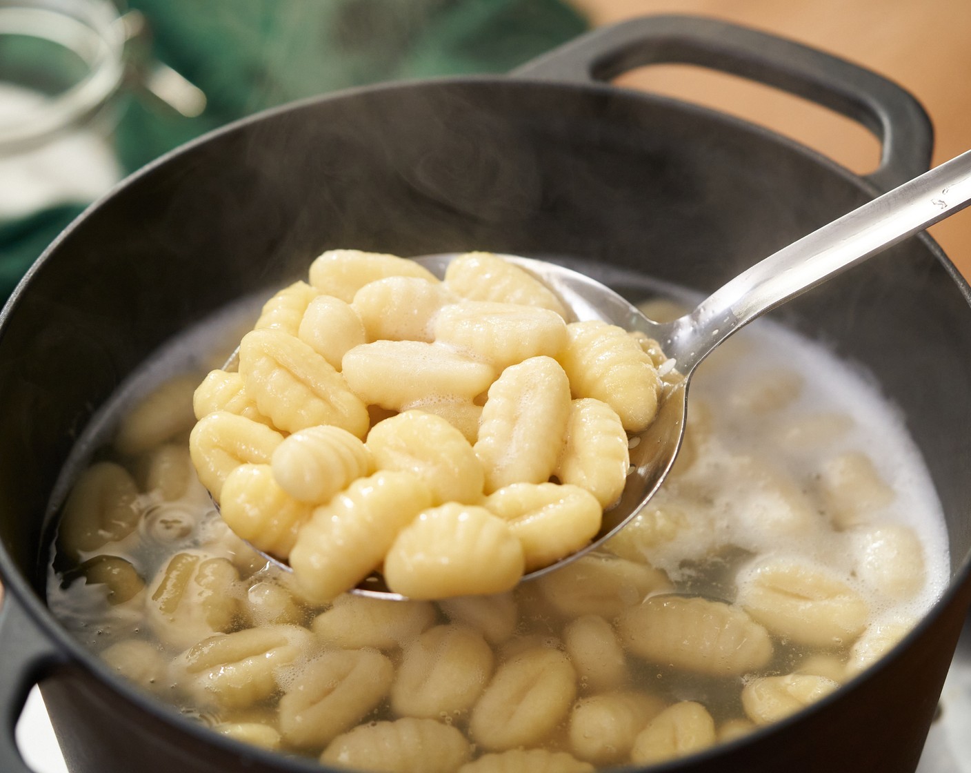 step 4 In the pot with boiling Water (6 cups), stir in 1 tsp of Salt (1 tsp). Then add the Gnocchi (1 lb) and cook according to the package instructions. The gnocchi is ready when it floats to the top.