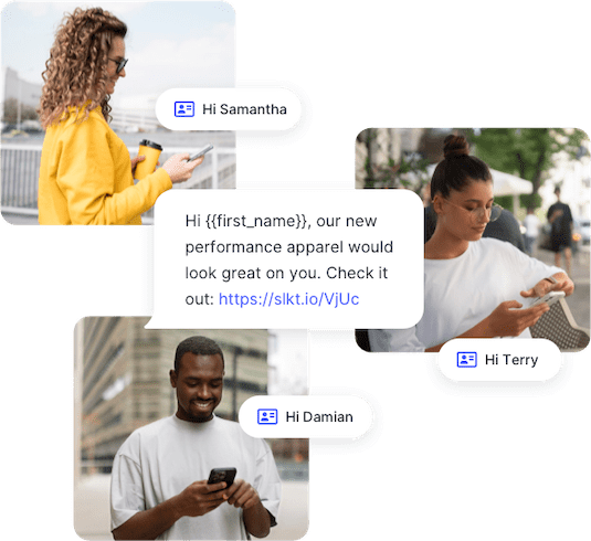 Examples of personalized text messages that include customers' first names