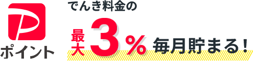 PayPayポイント でんき料金の最大３％毎月貯まる！