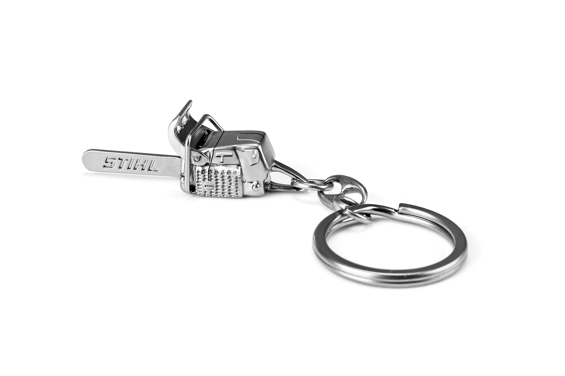 Metal chainsaw keyring