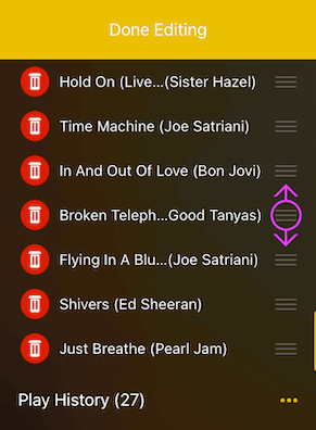 Reorder tracks in your play queue