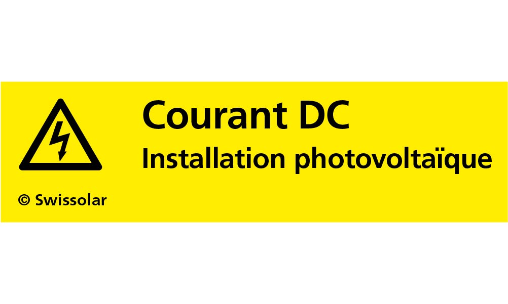 Autocollant jaune « Courant DC »