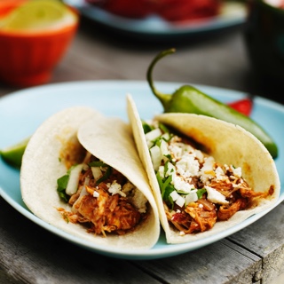 A taco plate in a Mexican restaurant