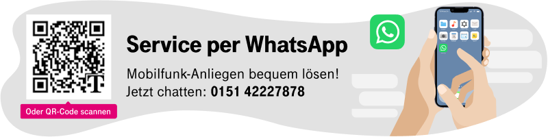 Zum Mobilfunk-Service via WhatApp unter der Nummer 015142227878