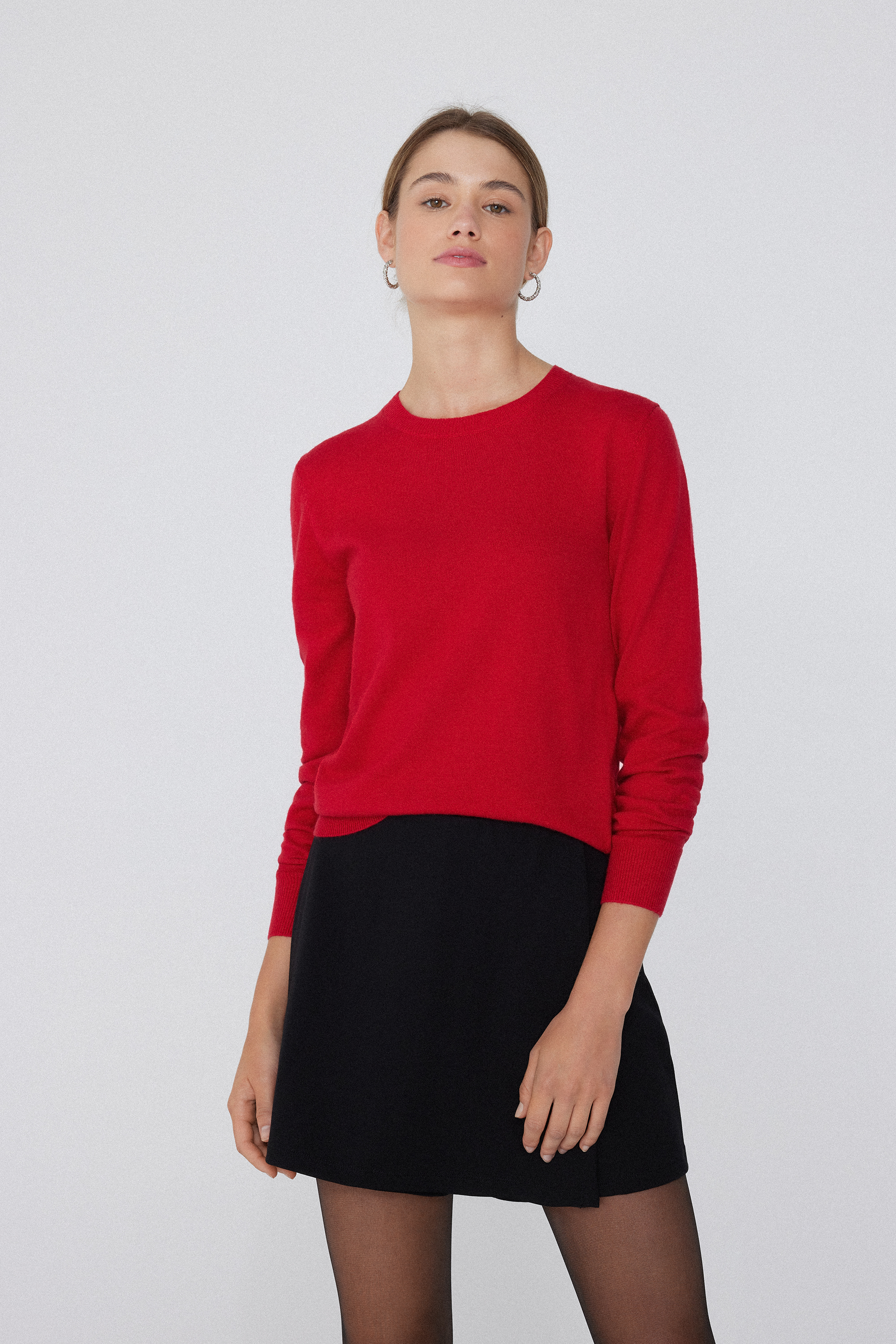 Long Sleeve Round-Neckline Heavy Sweater with Wool