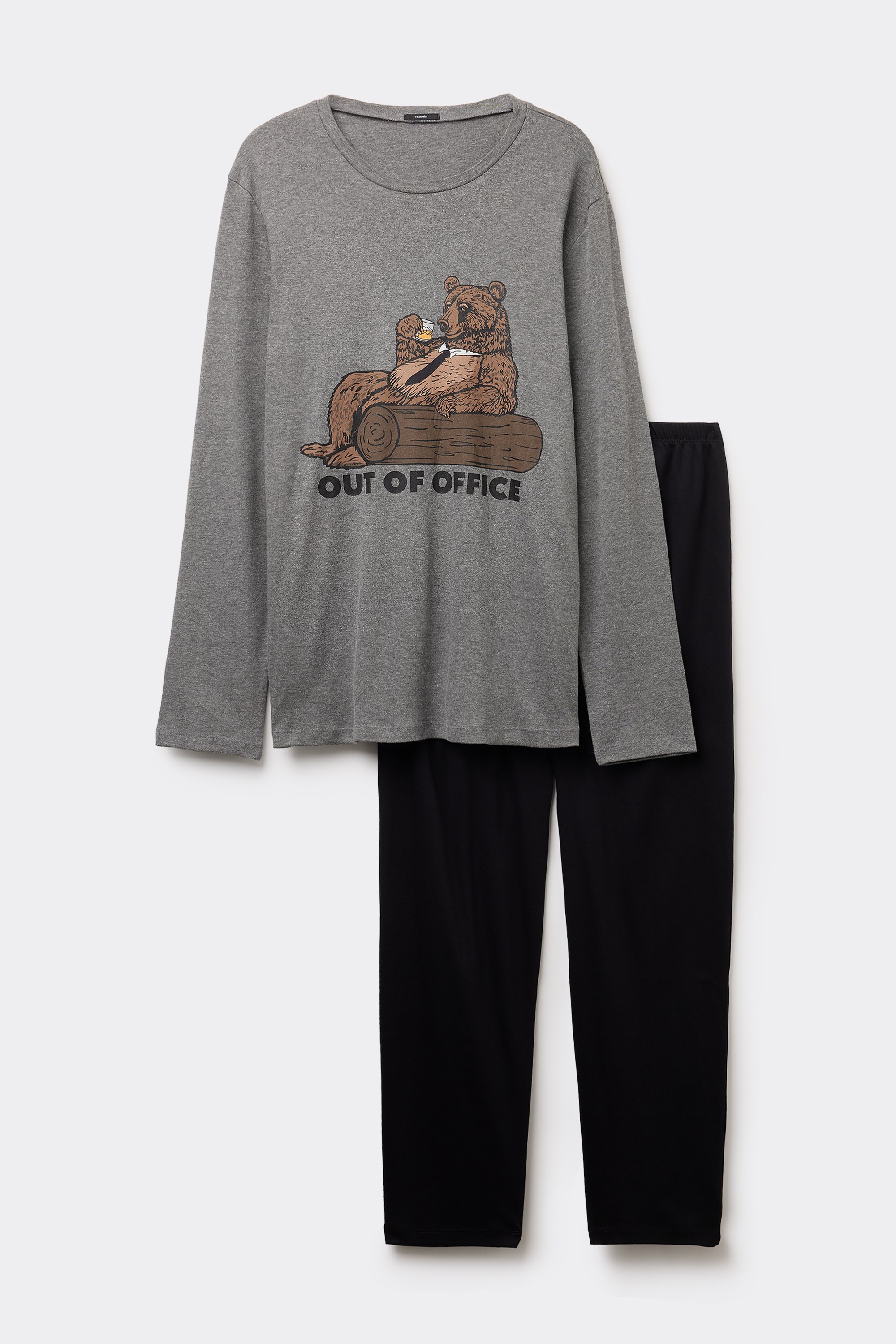 Pijama Comprido Algodão Grosso Estampado Urso