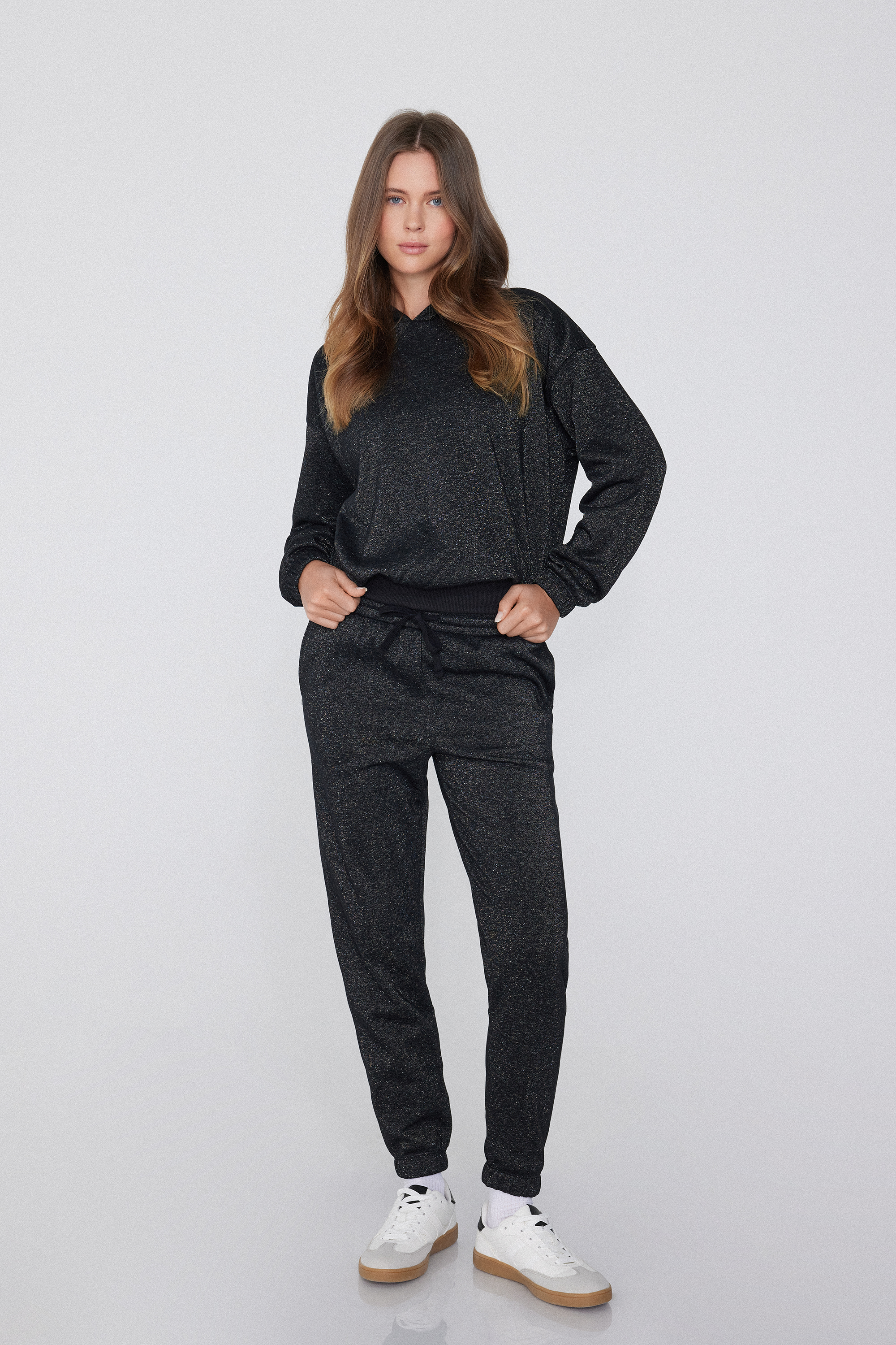 Heavy Lamé-Effect Fleece Trousers