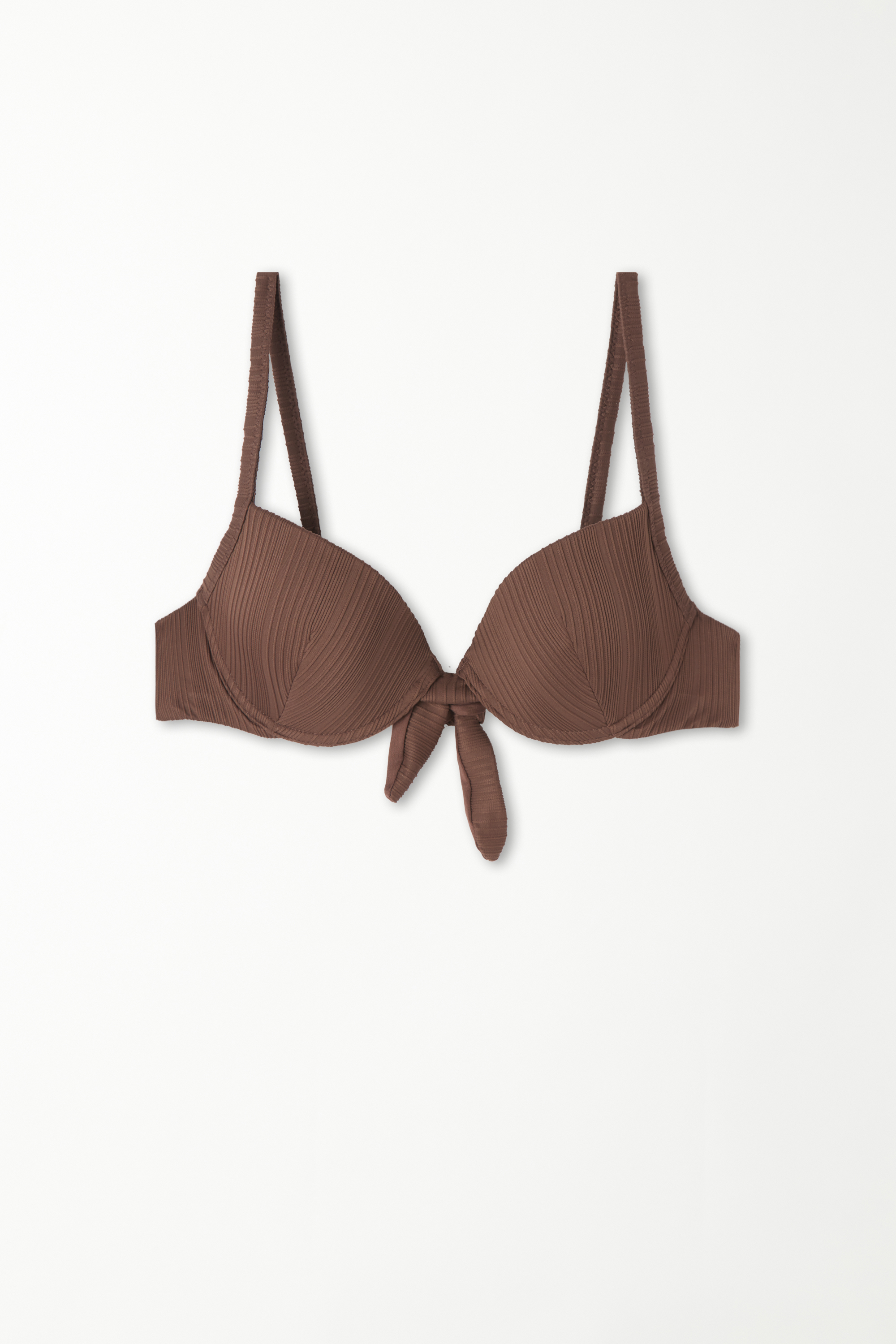 Brown Recycled Ribbed Push-Up Bikini Top