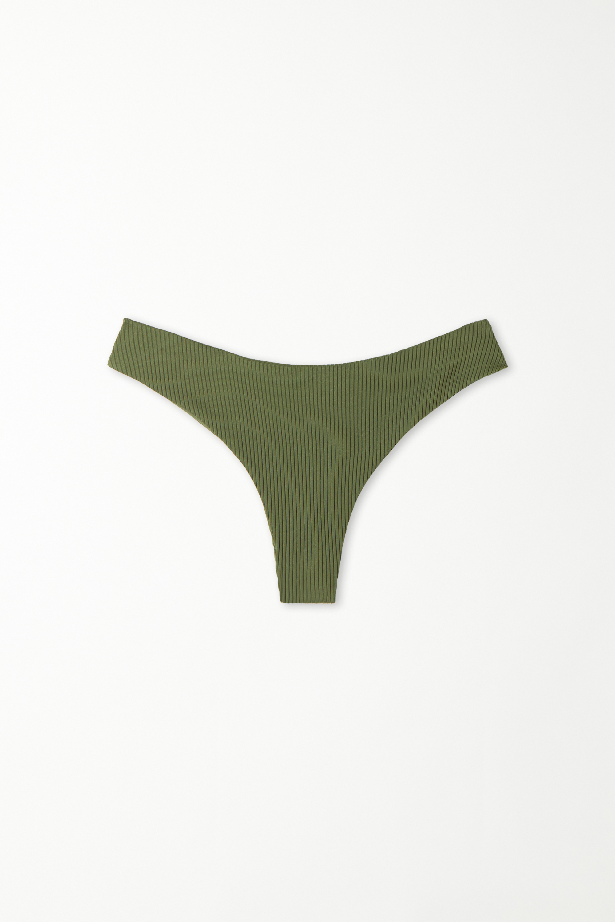 Rounded High-Cut Brazilian Bikini Bottoms in Recycled Ribbed Microfibre