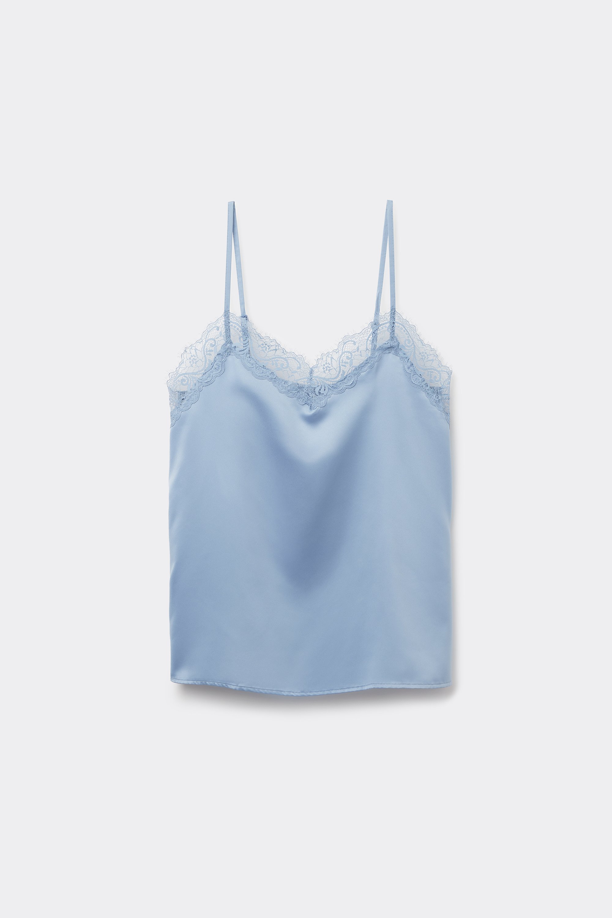 Satin and Lace Camisole with Narrow Shoulder Straps