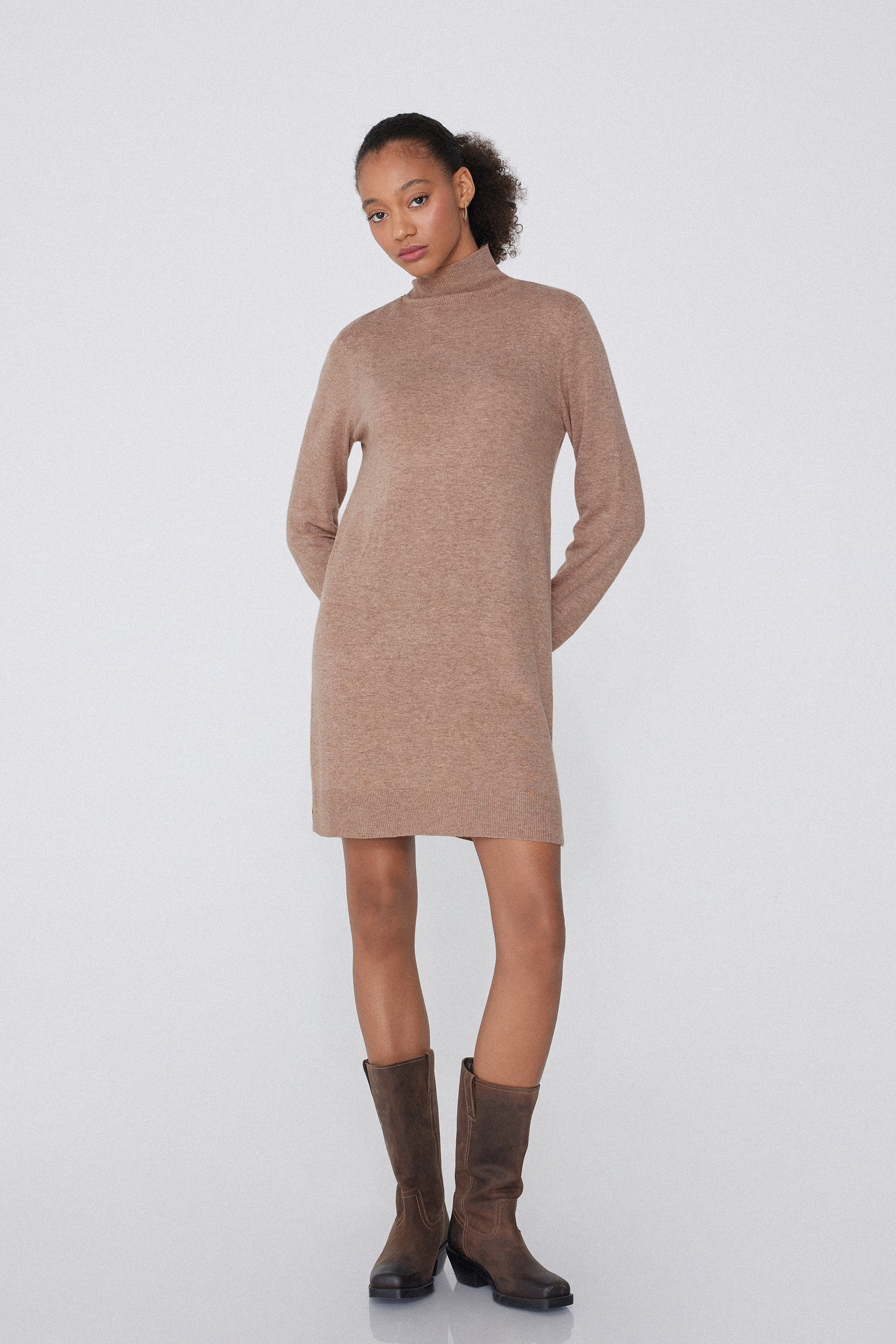 Polo Neck Dress with Wool