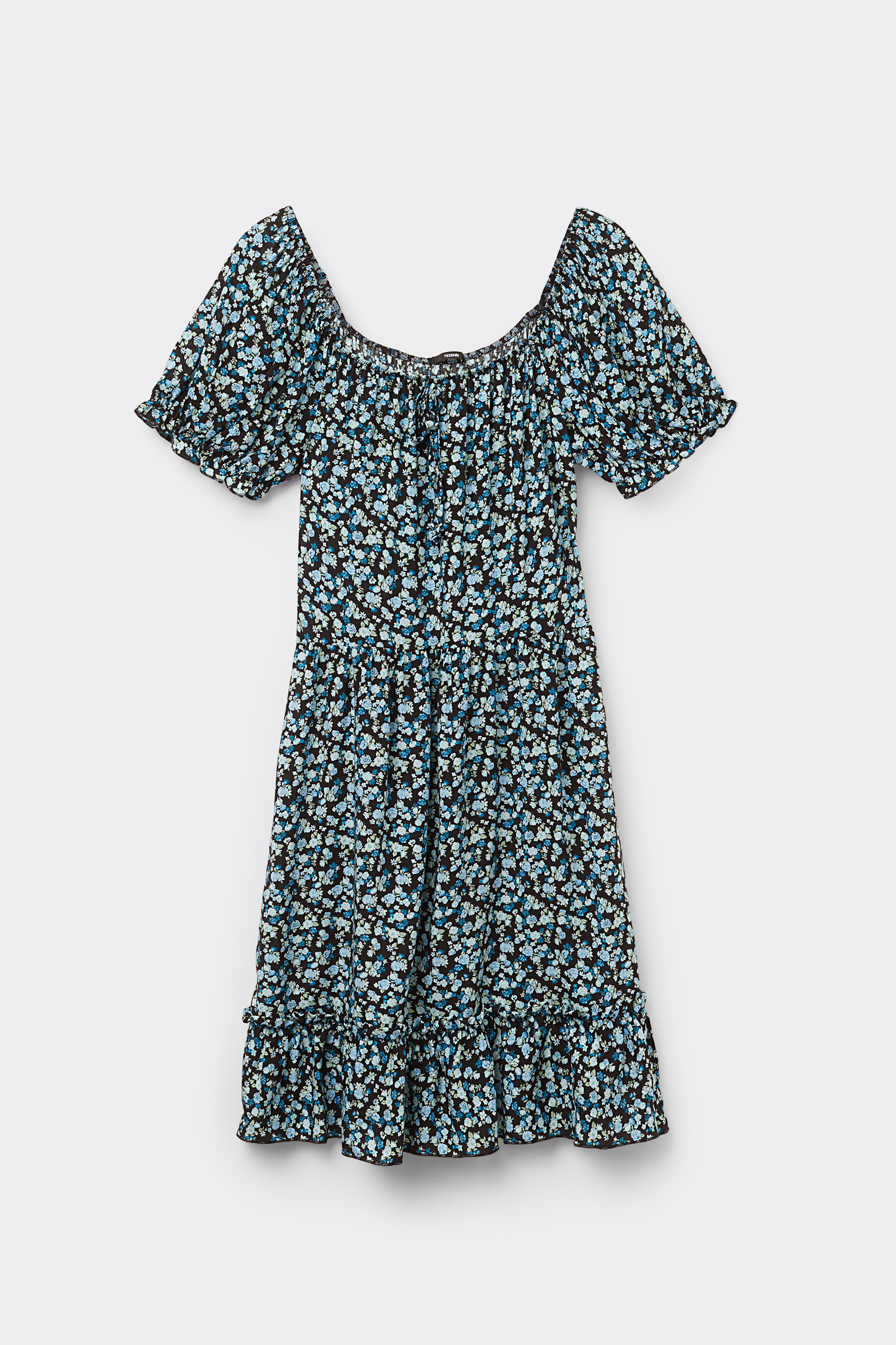 Short Viscose Canvas Short-Sleeved Dress