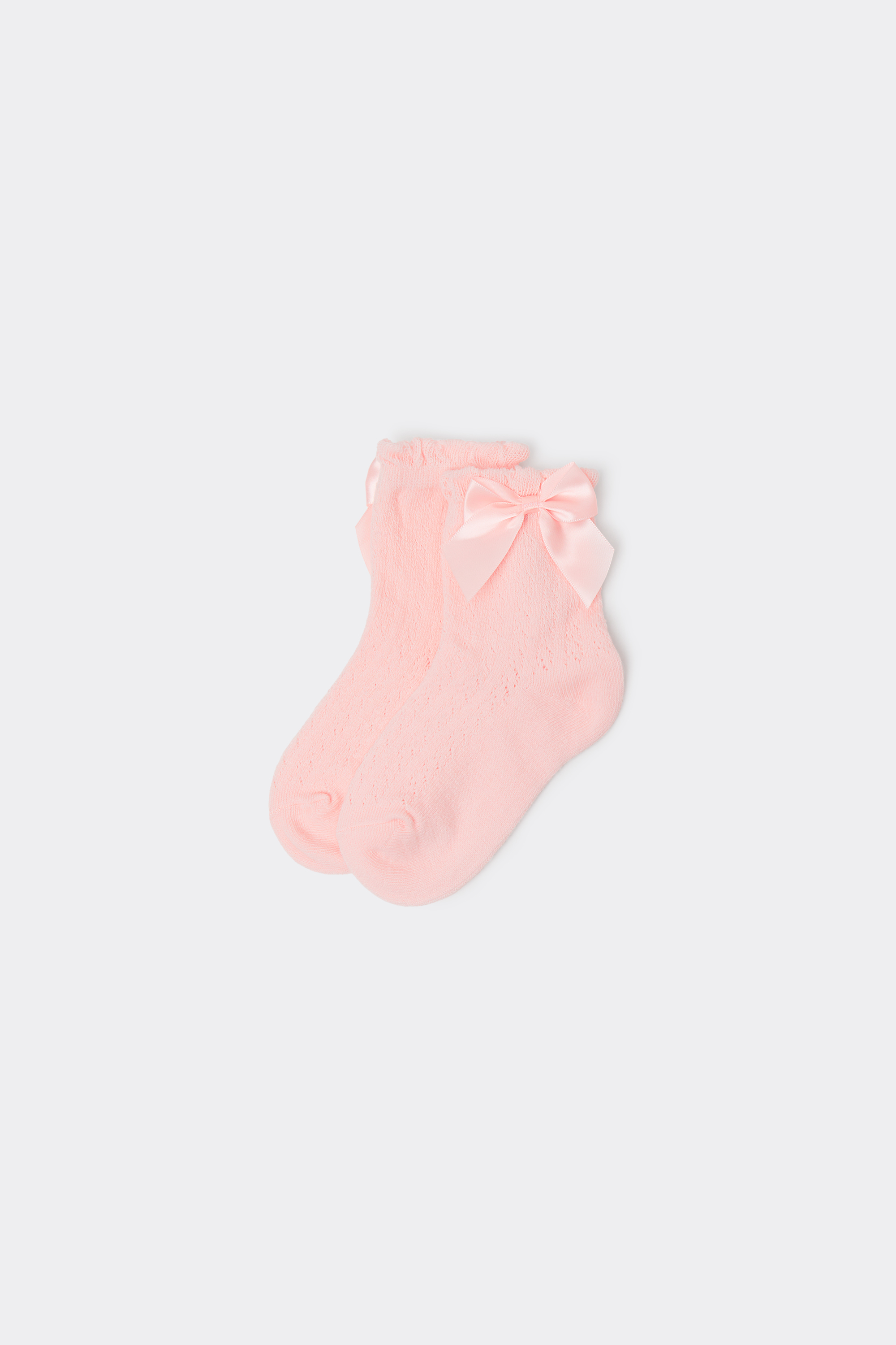 Chaussettes Courtes en Coton Travaillé avec Nœud en Satin Fille