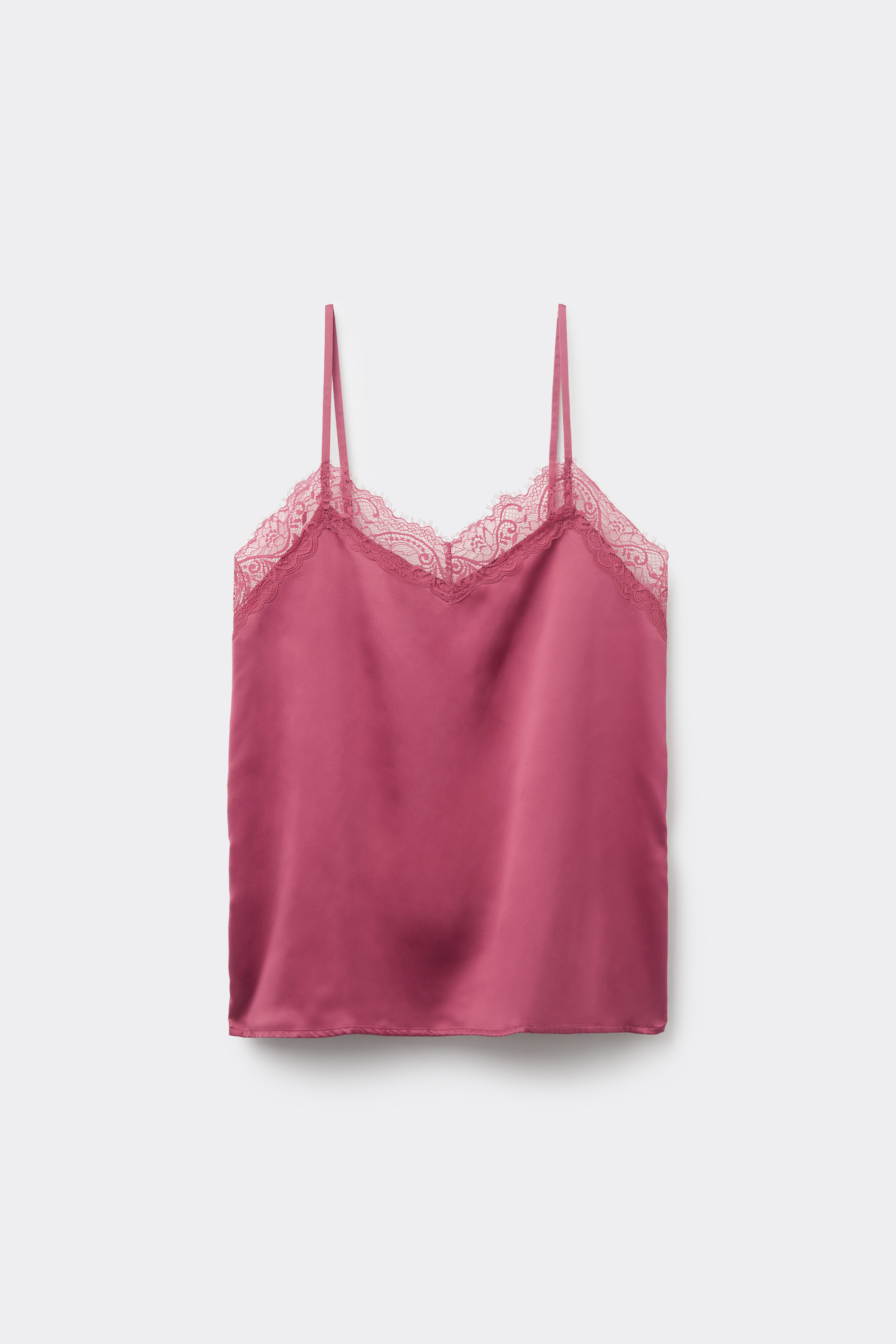 Satin and Lace Camisole with Narrow Shoulder Straps