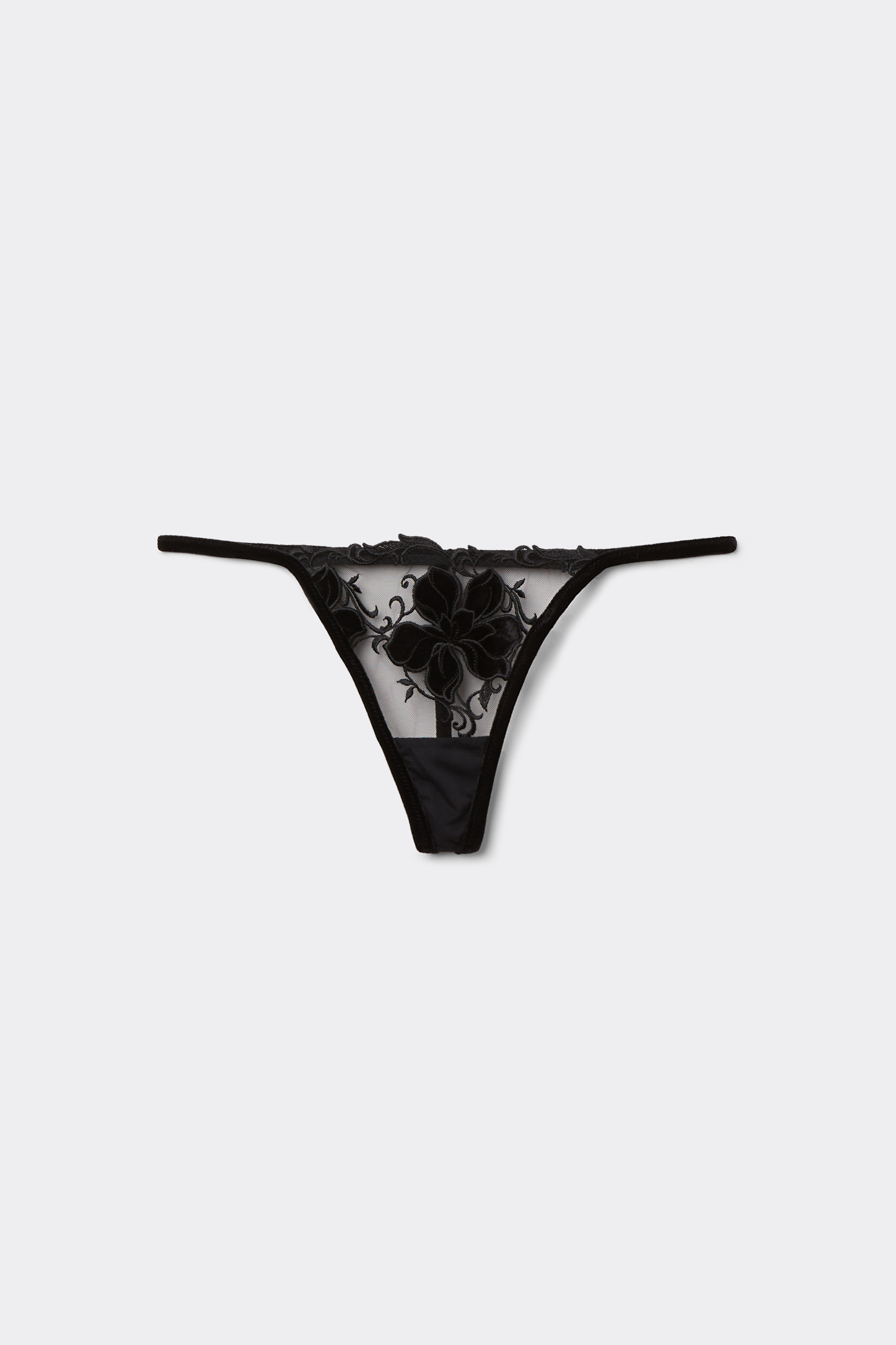 Velvet Embroidery Tanga Panel G-String