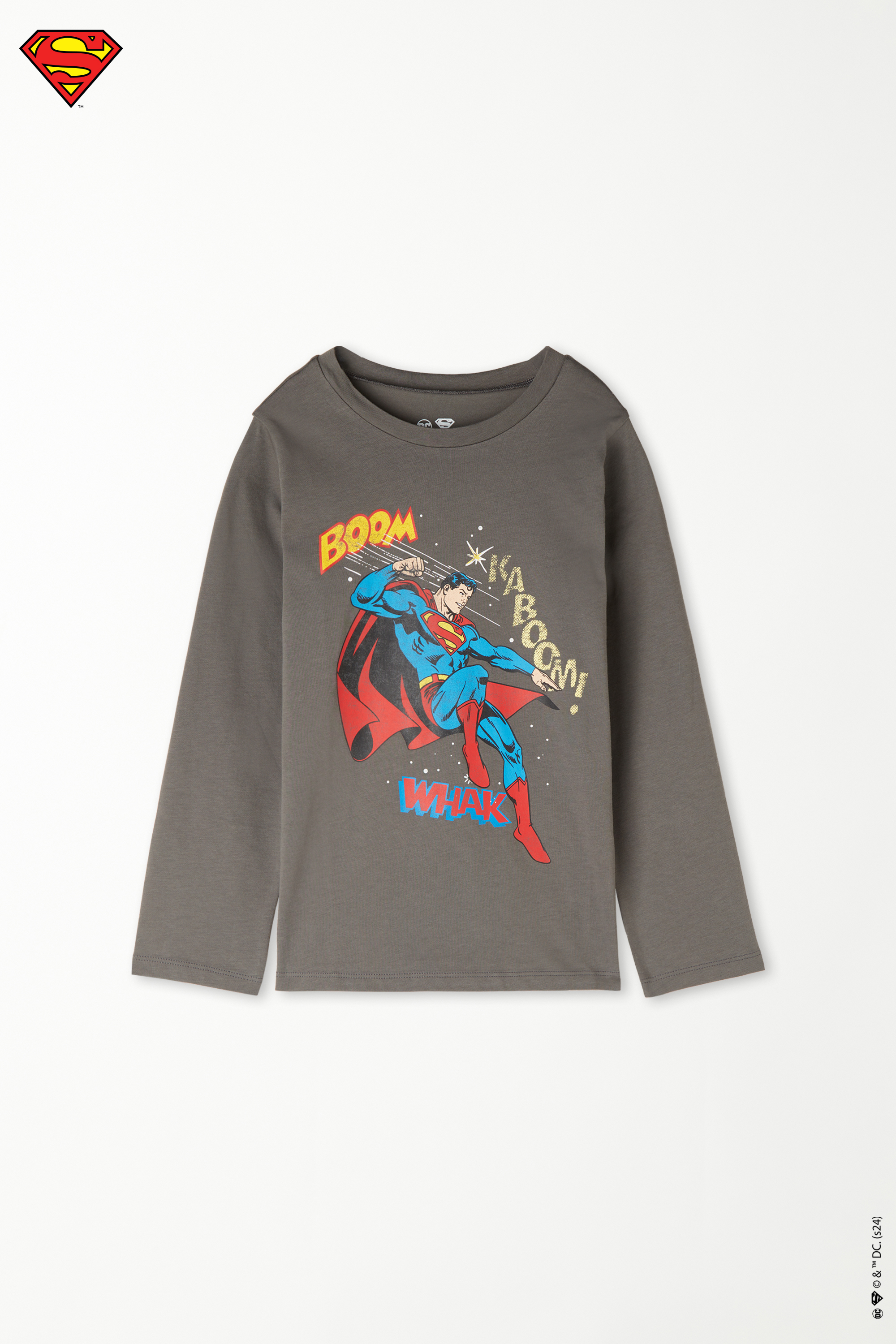 Playera de Manga Larga con Cuello Redondo y Estampado de Superman para Niño