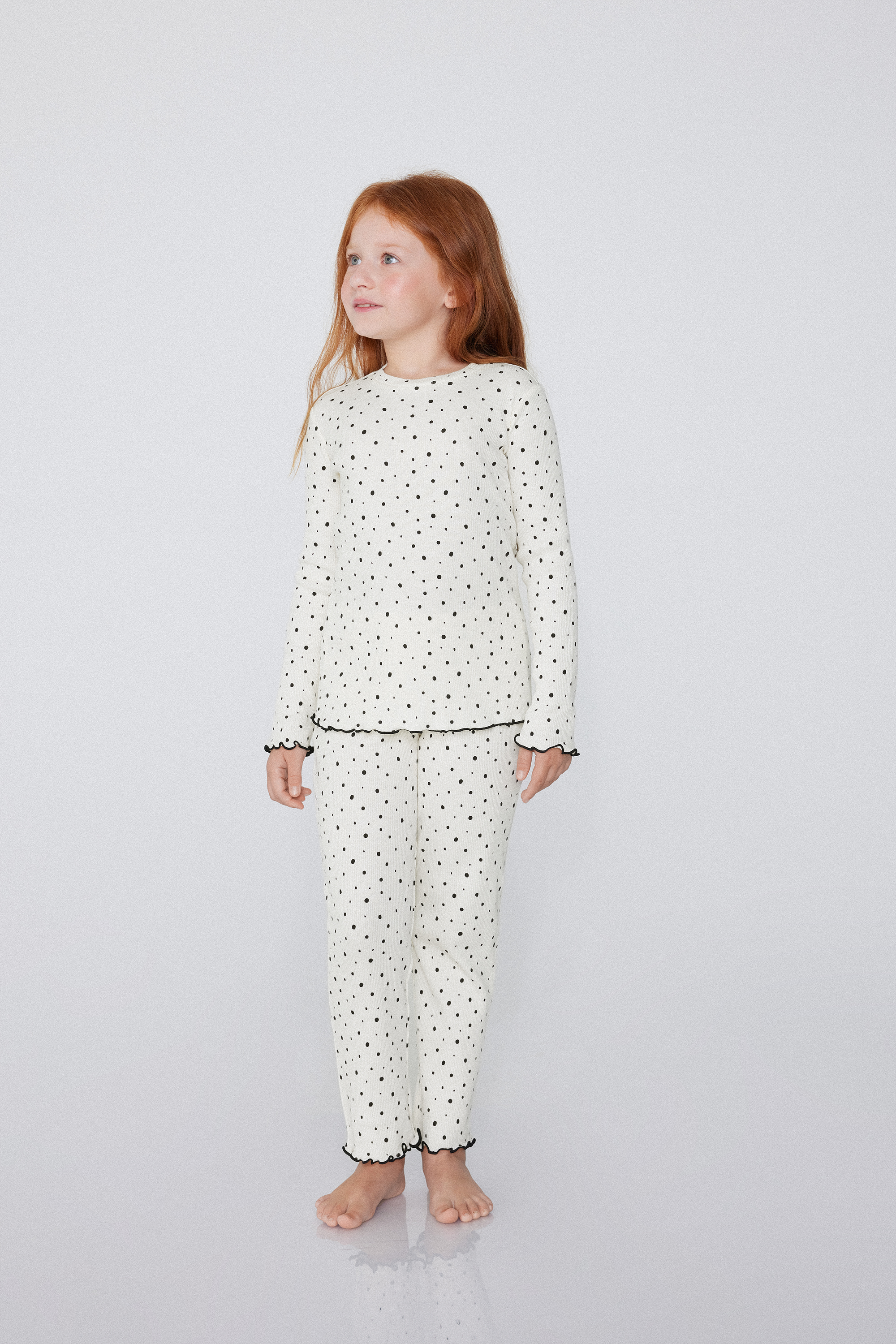 Long Rolled Hem Ribbed Cotton Pyjamas