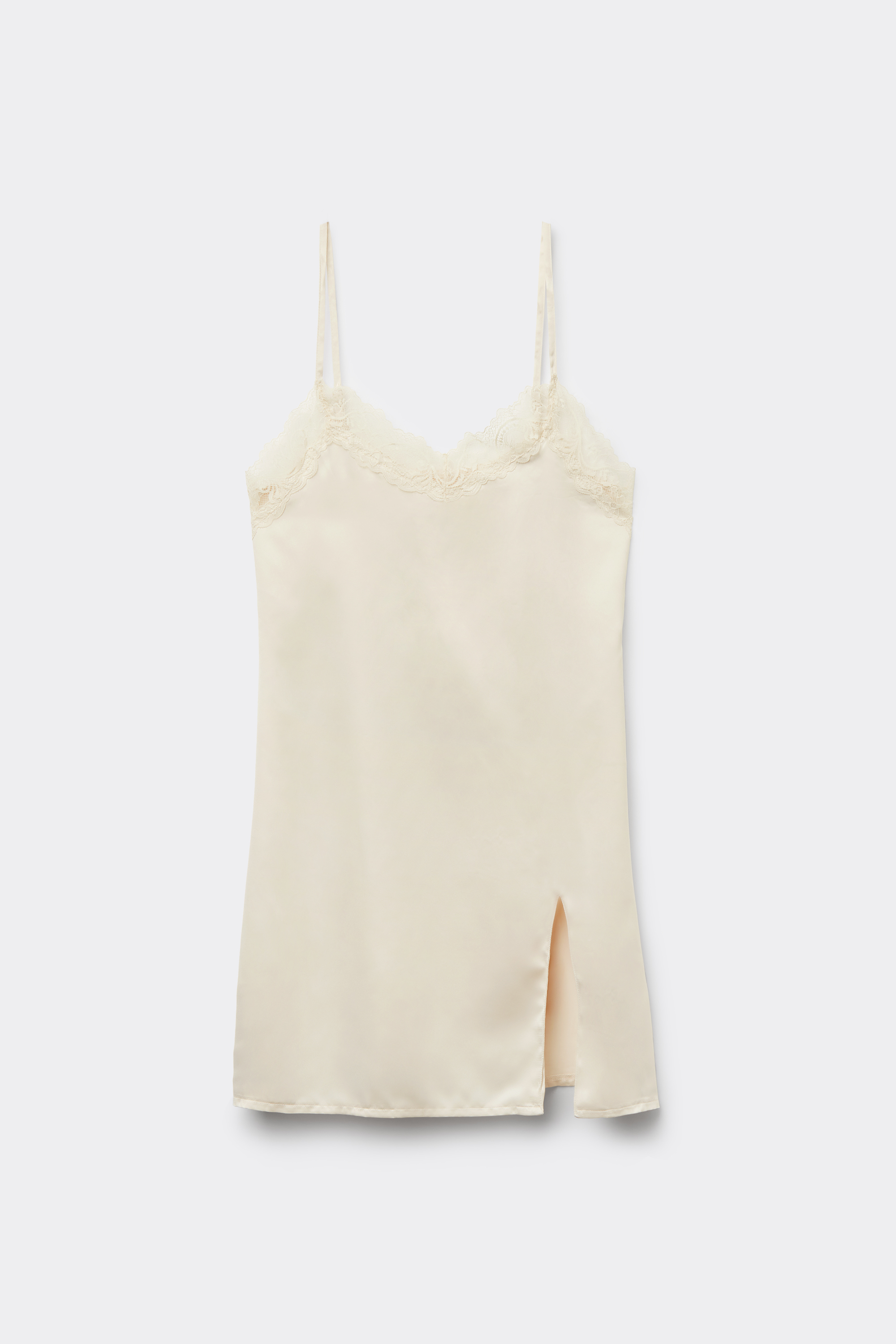 Satin and Lace Camisole with Narrow Shoulder Straps