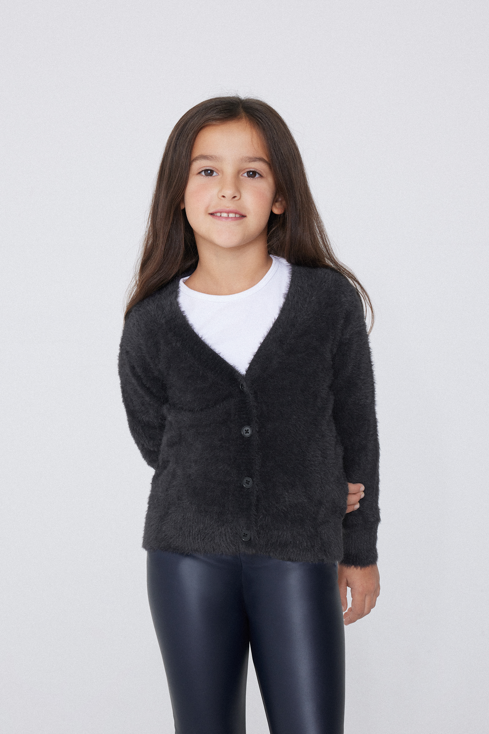 Cardigan Col en V en Fourrure