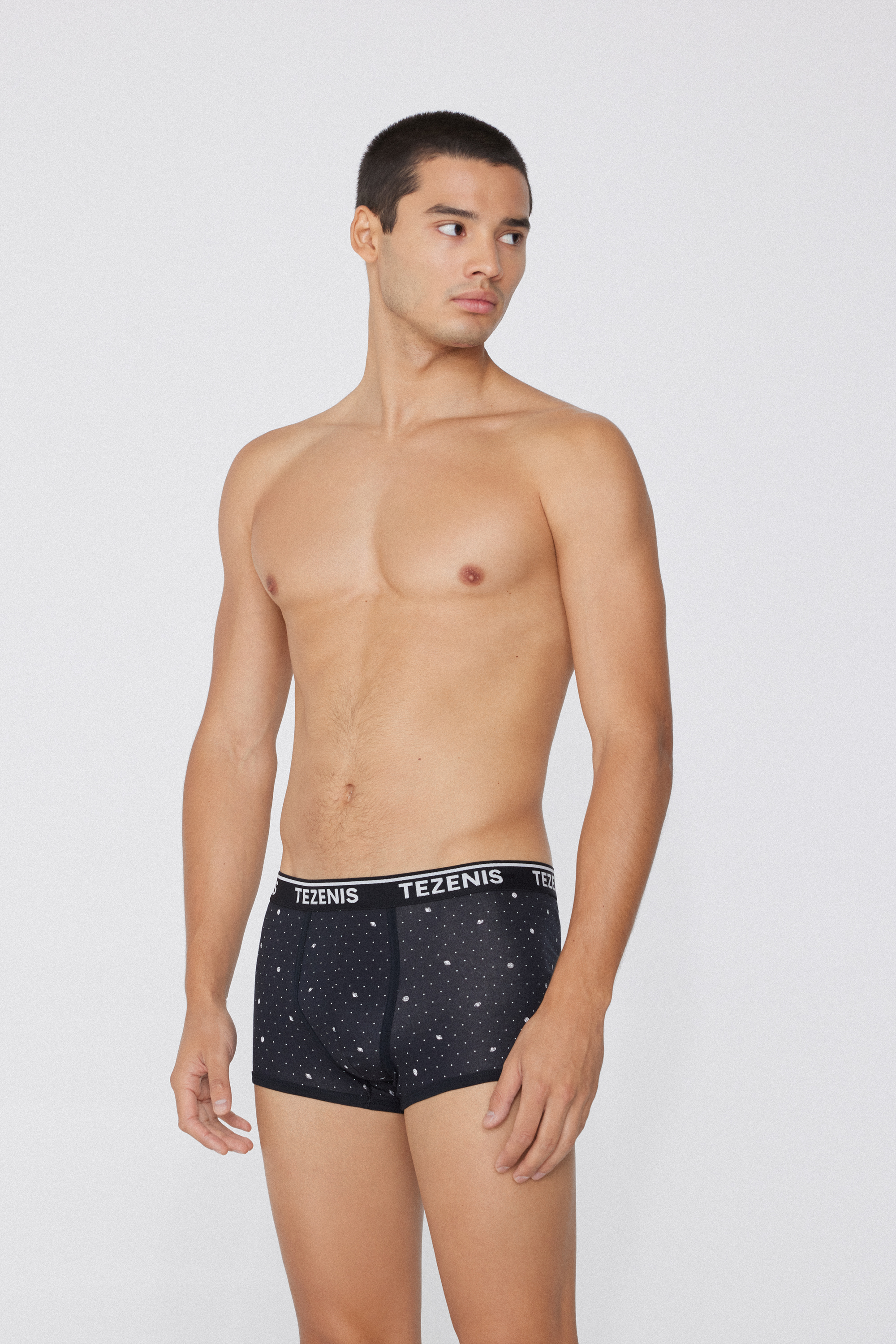 Printed Cotton Boxers with Contrasting Trim and Logo